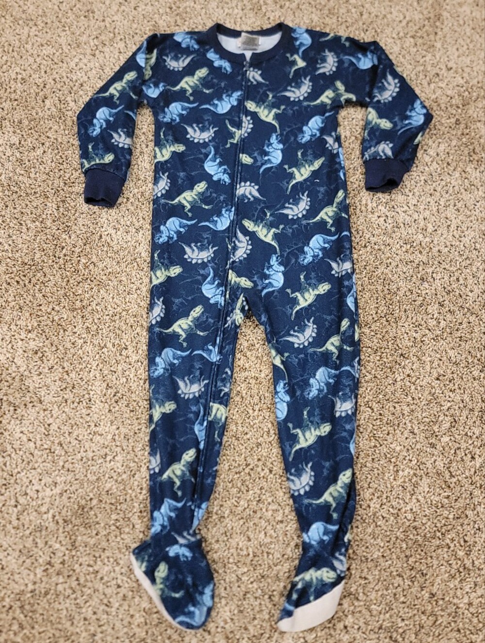 Just One Year Carters Footed Zip Fleece Sleeper Boys 4T Blue Dinosaur Pajamas